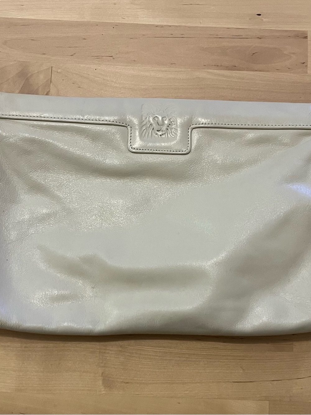 Anne Klein Vintage White Leather Women's Clutch Handbag